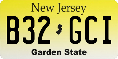 NJ license plate B32GCI
