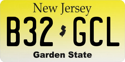 NJ license plate B32GCL