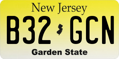 NJ license plate B32GCN