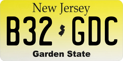NJ license plate B32GDC