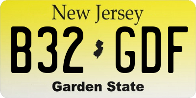 NJ license plate B32GDF