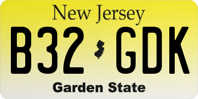 NJ license plate B32GDK