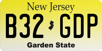 NJ license plate B32GDP