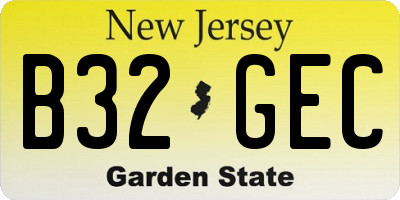 NJ license plate B32GEC