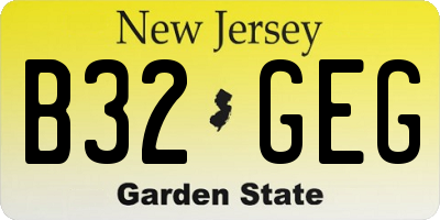 NJ license plate B32GEG
