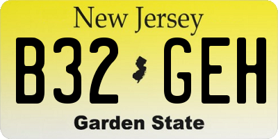 NJ license plate B32GEH