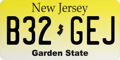 NJ license plate B32GEJ