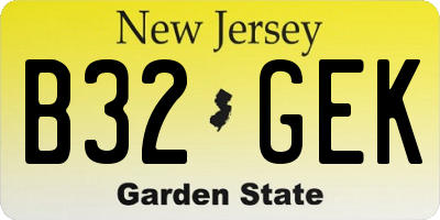 NJ license plate B32GEK