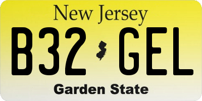 NJ license plate B32GEL