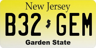 NJ license plate B32GEM