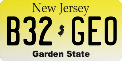 NJ license plate B32GEO