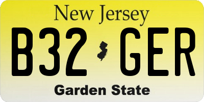 NJ license plate B32GER