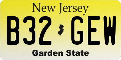 NJ license plate B32GEW