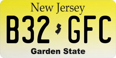 NJ license plate B32GFC