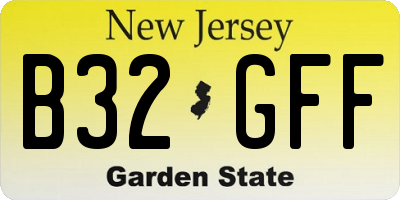 NJ license plate B32GFF
