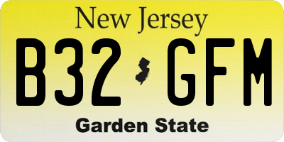 NJ license plate B32GFM