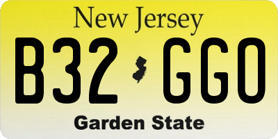 NJ license plate B32GGO