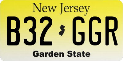 NJ license plate B32GGR