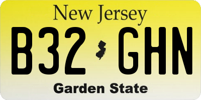 NJ license plate B32GHN