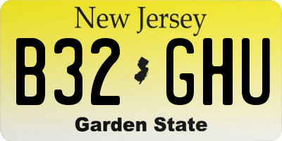 NJ license plate B32GHU