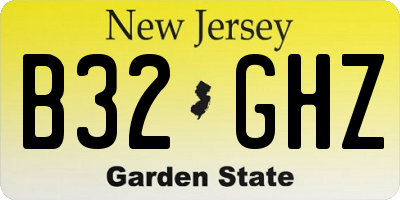 NJ license plate B32GHZ