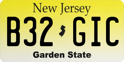 NJ license plate B32GIC