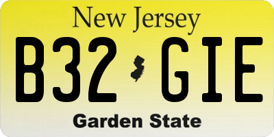 NJ license plate B32GIE