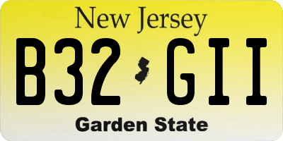 NJ license plate B32GII