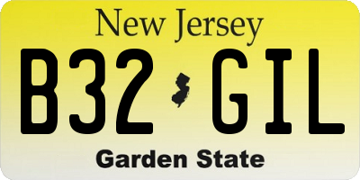 NJ license plate B32GIL