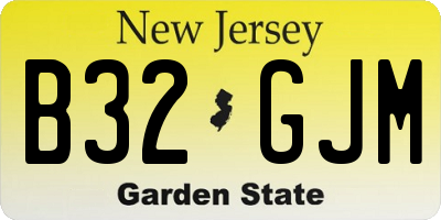 NJ license plate B32GJM