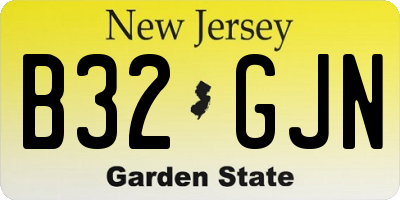 NJ license plate B32GJN