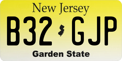 NJ license plate B32GJP