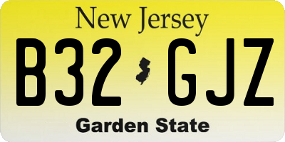 NJ license plate B32GJZ