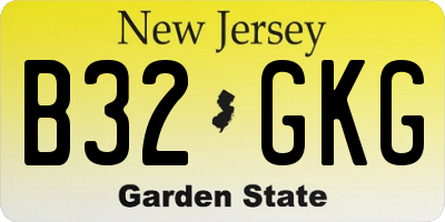 NJ license plate B32GKG