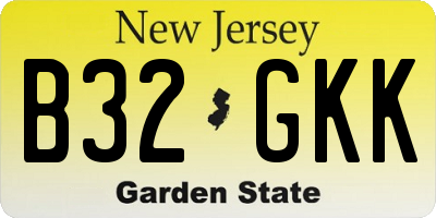 NJ license plate B32GKK