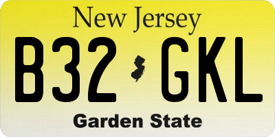 NJ license plate B32GKL