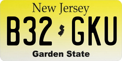NJ license plate B32GKU