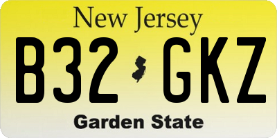 NJ license plate B32GKZ
