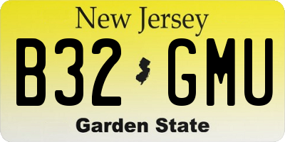 NJ license plate B32GMU