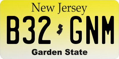 NJ license plate B32GNM