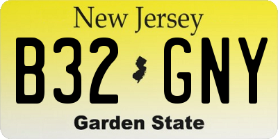 NJ license plate B32GNY
