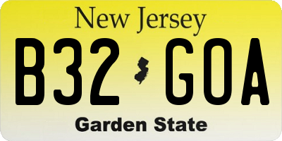 NJ license plate B32GOA