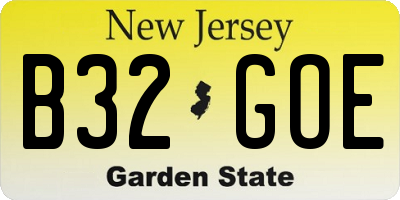 NJ license plate B32GOE