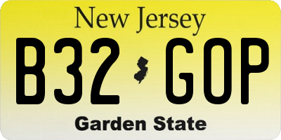 NJ license plate B32GOP