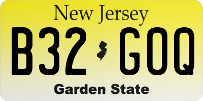 NJ license plate B32GOQ
