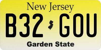 NJ license plate B32GOU