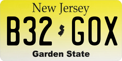 NJ license plate B32GOX