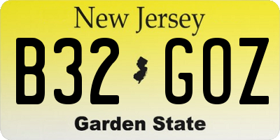 NJ license plate B32GOZ