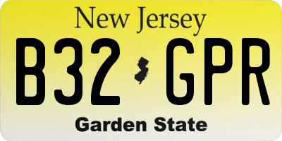 NJ license plate B32GPR