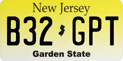 NJ license plate B32GPT